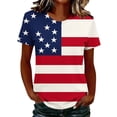 thumbnail image 1 of ShiShine Womens 4th of July Shirt Print Short Sleeve Collared Blouse Patriotic Floral Top for Independence Day Summer, 1 of 5