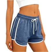 ShiShine Womens Athletic Shorts Running Color Block Dolphin Shorts with Pockets and Drawstring