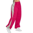 thumbnail image 1 of ShiShine Womens Baggy Sweatpants Color Block High Waisted Straight Wide Leg Lounge Elastic Jogger Trouser, 1 of 6