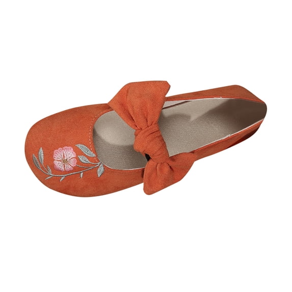 ShiShine Womens Ballet Flats Comfortable Round Toe Slip On Flats with Bow and Floral Embroidery Lightweight Casual Daily Shoes