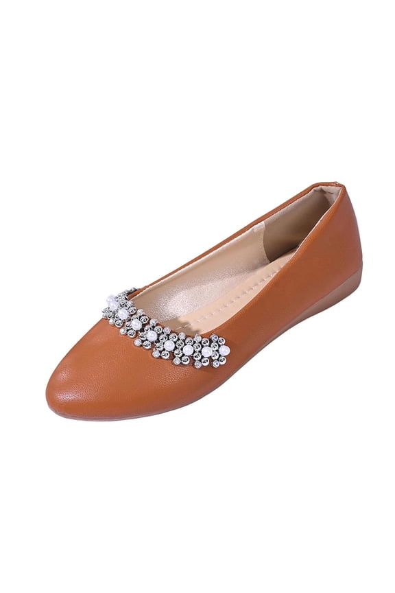 Womens Bling Rhinestone Pointed Flat Shoes Comfort Slip On Low Heel Wedding Dress Shoes Ballet Flat Shoe