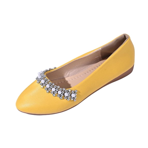 ShiShine Womens Bling Rhinestone Pointed Flat Shoes Comfort Slip On Low Heel Wedding Dress Shoes Ballet Flat Shoe