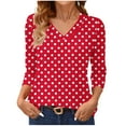 thumbnail image 1 of ShiShine Womens Blouses Dressy Casual Business Tops Polka Dot 3/4 Sleeve V Neck Work Office Shirts, 1 of 6