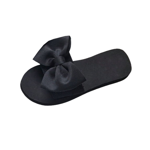 ShiShine Womens Bow Accent Slide Sandals Comfortable Flat Slip On Casual Shoes for Beach and Daily Outdoor Wear