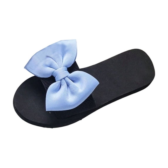 ShiShine Womens Bow Accent Slide Sandals Comfortable Flat Slip On Casual Shoes for Beach and Daily Outdoor Wear