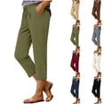 thumbnail image 1 of ShiShine Womens Capris Pants High Waist Drawstring Comfy Casual Pants Lightweight Trousers Buttons with Pockets, 1 of 6