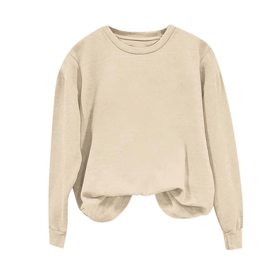 ShiShine Womens Casual Crewneck Sweatshirt Long Sleeve Solid Color Shirt Soft Lightweight Loose Top