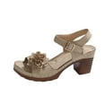 thumbnail image 1 of ShiShine Womens Casual Dress Floral Embellished Block Heel Sandals Adjustable Ankle Strap Summer Comfort Shoes, 1 of 9