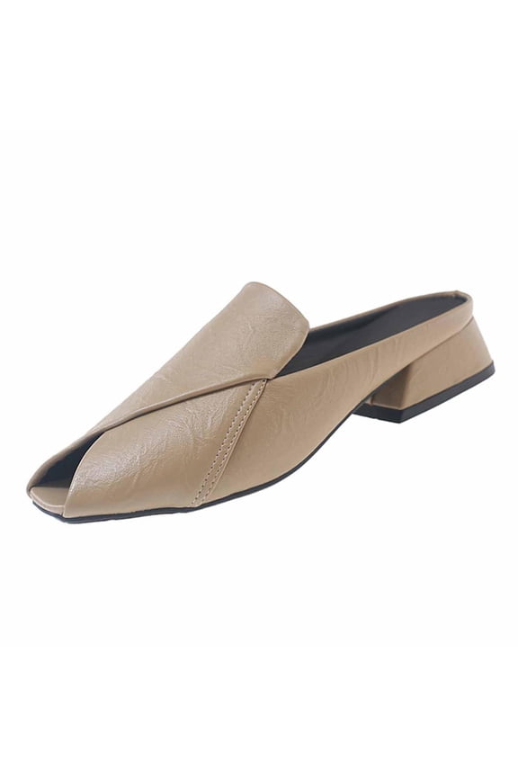 Womens Casual Open Toe Mules Breathable Outdoor Anti Slip Durable Low Block Heel Slide Sandals Comfortable Walking Shoes