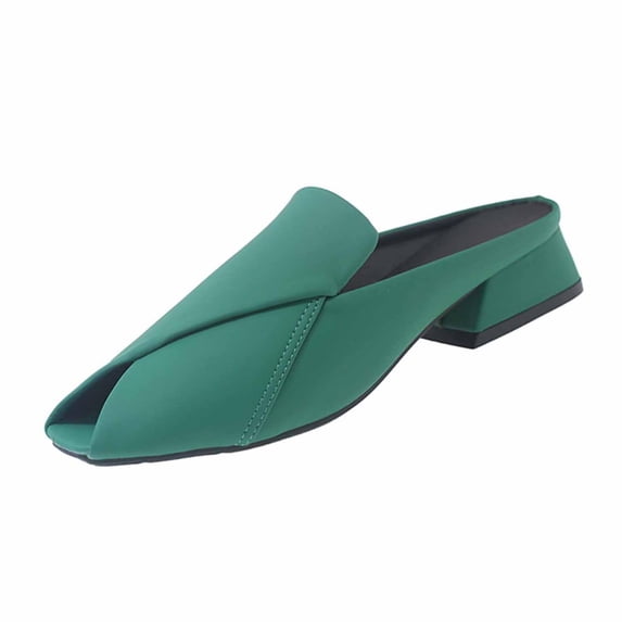 ShiShine Womens Casual Open Toe Mules Breathable Outdoor Anti Slip Durable Low Block Heel Slide Sandals Comfortable Walking Shoes