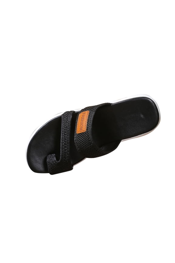 Womens Casual Summer Mesh Dual Strap Toe Loop Slide Sandals Lightweight Platform Comfort Shoes