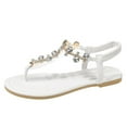 thumbnail image 1 of ShiShine Womens Casual Summer Rhinestone Toe Post Flat Sandals Clear T Strap Elastic Back Beach Walking Sandals, 1 of 8