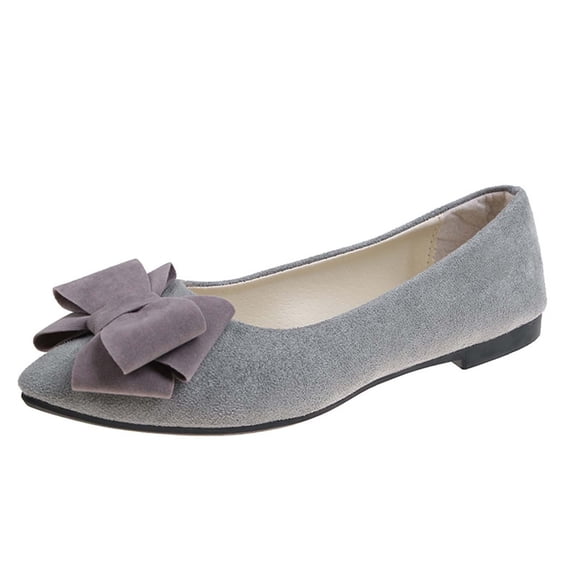 ShiShine Womens Casual Walking Bow Accent Pointed Toe Ballet Flats Lightweight Comfort Shoes