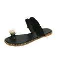 thumbnail image 1 of ShiShine Womens Chic Sandals Pineapple Embellished Ruffle Toe Loop Open Toe Flat Sandals, 1 of 3