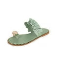 thumbnail image 1 of ShiShine Womens Chic Sandals Pineapple Embellished Ruffle Toe Loop Open Toe Flat Sandals, 1 of 3