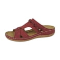 thumbnail image 1 of ShiShine Womens Criss Cross Cutout Slide Sandals Stitched Cushioned Footbed Breathable Skin-Friendly Casual Summer Shoes, 1 of 5