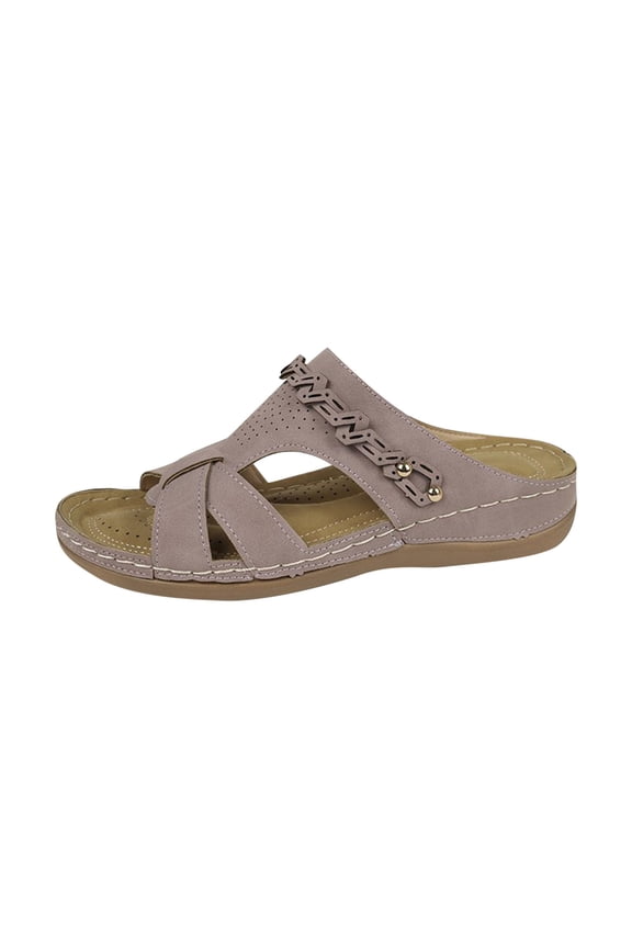 Womens Criss Cross Cutout Slide Sandals Stitched Cushioned Footbed Breathable Skin-Friendly Casual Summer Shoes