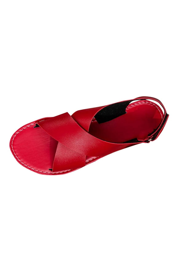 Womens Criss Cross Open Toe Sandals Ankle Strap Flat Slip On Casual Daily Wear Comfortable Commute Sandals