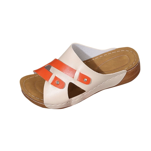 ShiShine Womens Cutout Criss Cross Wedge Slide Sandals Comfort Casual Beach Vacation Sandals