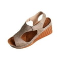 thumbnail image 1 of ShiShine Womens Cutout Wedge Sandals Open Toe Adjustable Ankle Strap Cushioned Insole Summer Casual Sandals, 1 of 9
