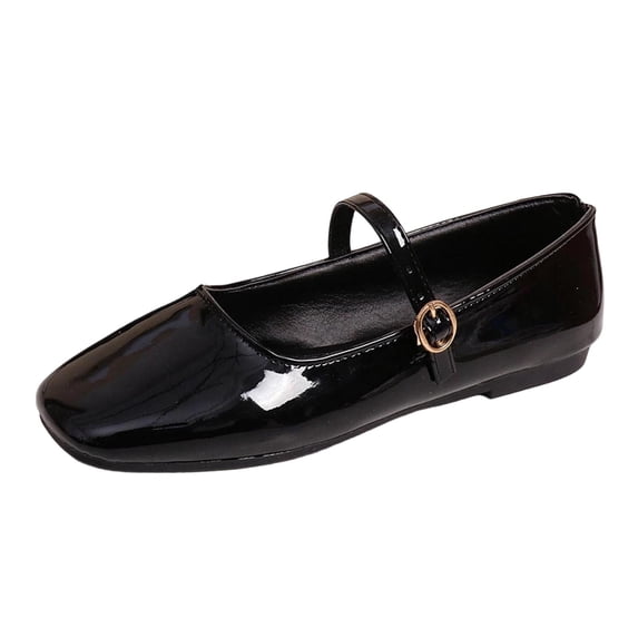 ShiShine Womens Dress Shoes-Mary Jane Shoes Low Heel Square Toe Hook and Loop Party Wedding Flats