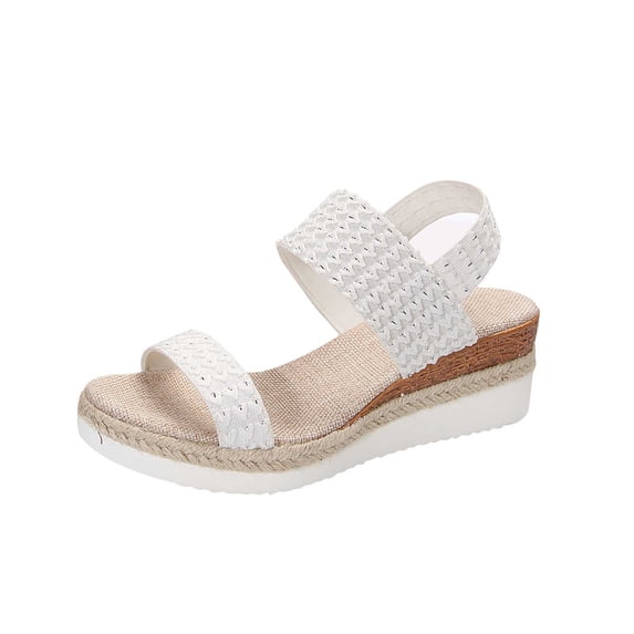 ShiShine Womens Embellished Double Strap Espadrille Wedge Sandals Adjustable Slingback Summer Comfort Casual Shoes