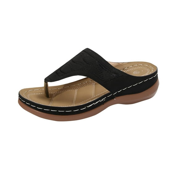 ShiShine Womens Embossed Thong Sandals Padded Insole Comfort Arch Support Summer Casual Shoes