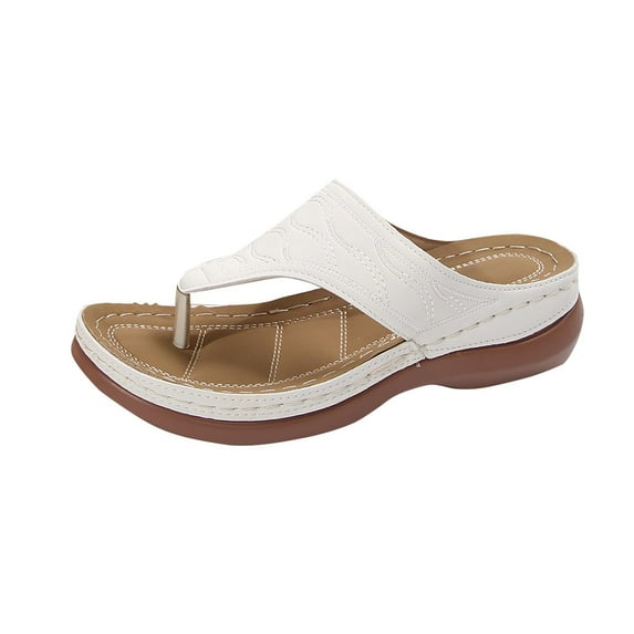 ShiShine Womens Embossed Thong Sandals Padded Insole Comfort Arch Support Summer Casual Shoes