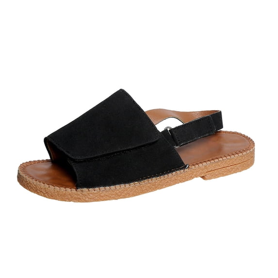 ShiShine Womens Flat Sandals Open Toe Elastic Back Strap Overlay Strap Espadrille Sole Casual Summer Beach Walking Shoes