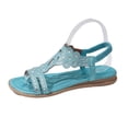 thumbnail image 1 of ShiShine Womens Flat Sandals Rhinestone Detail T Strap Ankle Strap Comfort Dressy Casual Summer Sandals, 1 of 8