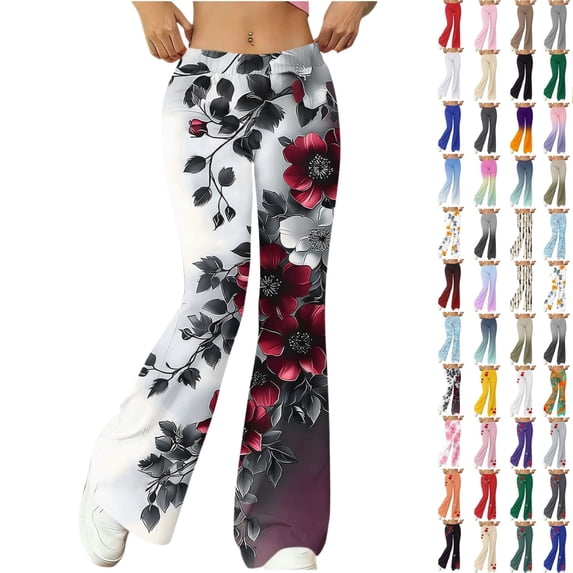 ShiShine Womens High Waist Bootcut Yoga Pants Graphic Printed Tummy Control Bell Bottom Flared Yoga Leggings for Women