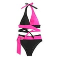 thumbnail image 1 of ShiShine Womens High Waisted Bikini Set Color Block Bathing Suit Push Up Halter Tummy Control Wrap 2 Piece Swimsuits, 1 of 9