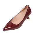 thumbnail image 1 of ShiShine Womens Kitten Heel Pumps Pointed Toe Patent Leather Slip On Comfort Dressy Business Office Casual Shoes, 1 of 9