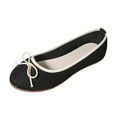 thumbnail image 1 of ShiShine Womens Knit Bow Accent Round Toe Ballet Flats Contrast Trim Summer Breathable Comfort Casual Shoes, 1 of 9