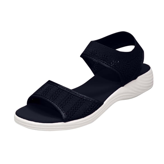 ShiShine Womens Knit Sport Sandals Open Toe Flat Stretch Ankle Strap Lightweight Flexible Sandals