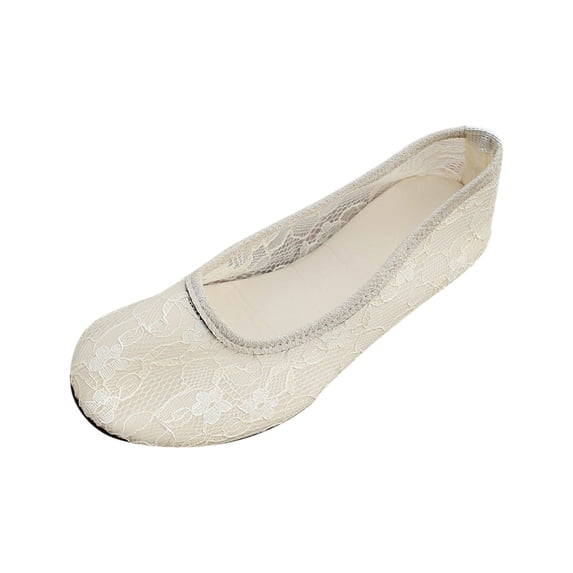 ShiShine Womens Lace Floral Ballet Flats Round Toe Breathable Lightweight Comfort Casual Walking Shoes