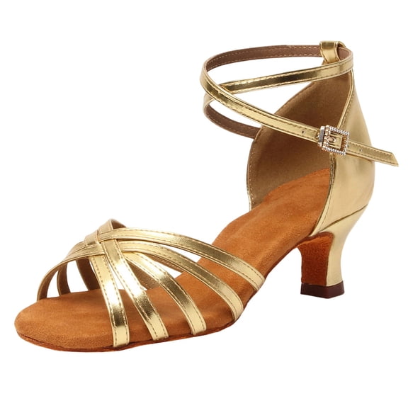 ShiShine Womens Latin Dance Shoes Satin Ballroom Salsa Dance Shoes Ankle Strap Kitten Heel Practice Performance Dance Shoes