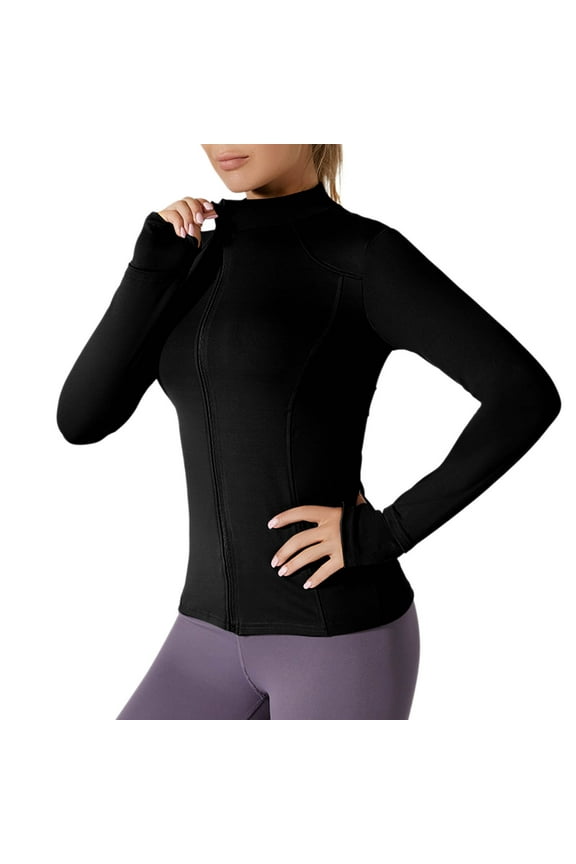 Womens Lightweight Full Zip Running Track Jacket Workout Slim Fit Yoga Sportwear