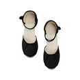 thumbnail image 1 of ShiShine Womens Linen Espadrille Wedge Sandals Ankle Strap Closed Toe Casual Summer Walking Sandals, 1 of 4