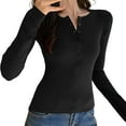 thumbnail image 1 of ShiShine Womens Long Sleeve Henley Shirts Fall Clothes Fitted Casual Work Basic Cute Tops Button V Neck Tee T-Shirts, 1 of 5