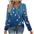thumbnail image 1 of ShiShine Womens Long Sleeve Shirts V Neck Tunic Floral Printed Tops Business Casual Dressy Blouses, 1 of 7