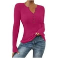 thumbnail image 1 of ShiShine Womens Long Sleeves Ribbed Tunic Shirts V Neck Button Down Tops Casual Tee Shirt Slim Fit Blouses, 1 of 8