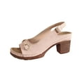 thumbnail image 1 of ShiShine Womens Low Block Heel Slingback Sandals Open Toe Double Buckle Accent Casual Summer Walking Shoes, 1 of 9