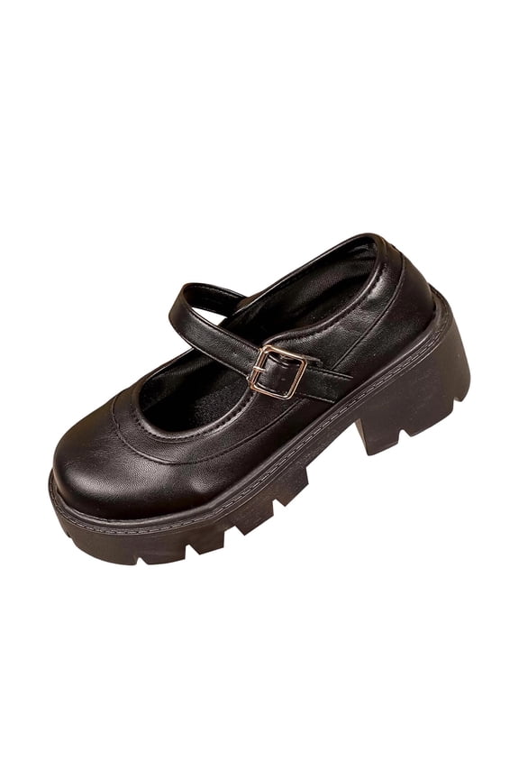 Womens Mary Jane Shoes Chunky Platform Block Heel Round Toe Buckle Strap Thick Sole Non Slip Casual Footwear