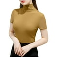 thumbnail image 1 of ShiShine Womens Mock Neck Short Sleeve T-Shirts Slim Fit Lightweight Active Workout Layer T-Shirt, 1 of 5