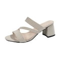 thumbnail image 1 of ShiShine Womens Multi Strap Open Toe Block Heel Slide Sandals Slip On Summer Comfort Casual Dress Shoes, 1 of 9
