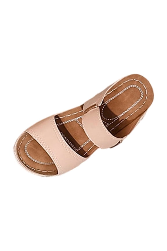 Womens Open Toe Flat Slide Sandals Dual Strap Suede Upper Slip On Casual Beach Shoes