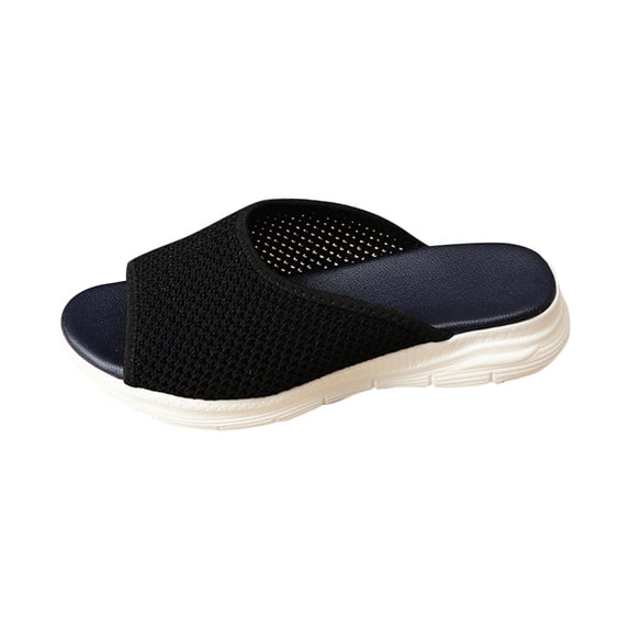 ShiShine Womens Open Toe Slide Sandals Breathable Knit Upper Footbed Lightweight Shock Absorbing Sole Flexible Non Slip Sandals