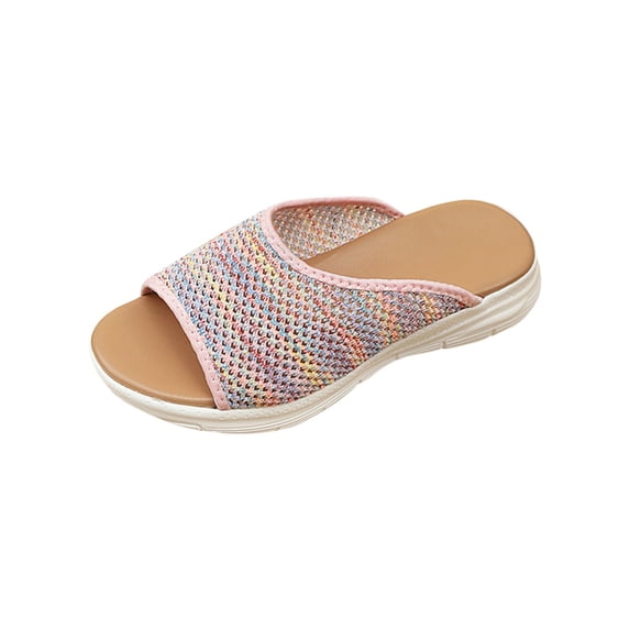 ShiShine Womens Open Toe Slide Sandals Breathable Knit Upper Footbed Lightweight Shock Absorbing Sole Flexible Non Slip Sandals