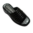 thumbnail image 1 of ShiShine Womens Open Toe Slide Sandals Pleated Elastic Strap Non-Slip Casual Summer Sandals, 1 of 3